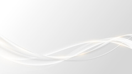 Abstract luxury concept white ribbon curved lines with lighting effect on clean background
