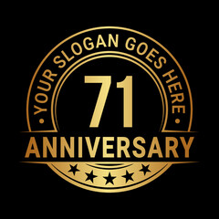 Fototapeta premium 71 years anniversary logo design template. Vector illustration