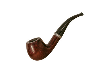 The Smoking pipe is on the table. Gray background.