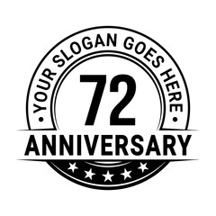 72 years anniversary logo design template. Vector illustration
