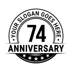 Fototapeta premium 74 years anniversary logo design template. Vector illustration
