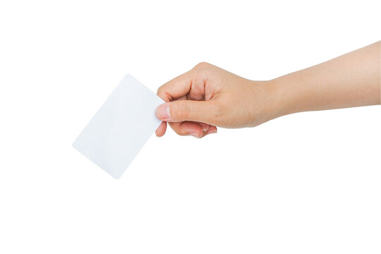 hand holding card isolated background