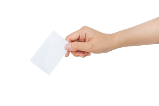 hand holding card isolated background