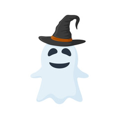 Halloween Ghost with hat isolated on white background