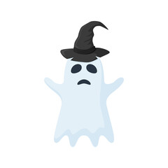 Halloween Ghost with hat isolated on white background