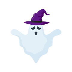 Halloween Ghost with hat isolated on white background