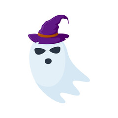 Halloween Ghost with hat isolated on white background