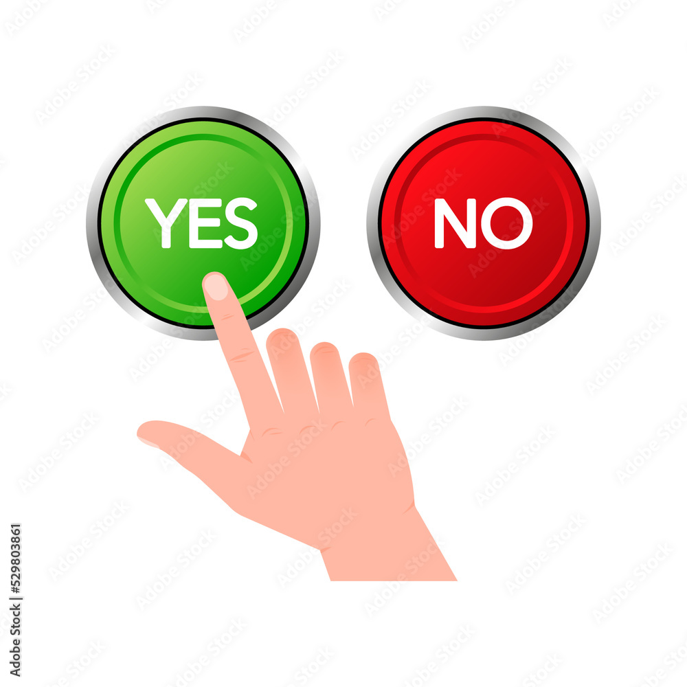 Aufkleber check mark button with yes and no. flat simple style trend modern red and green checkmark
