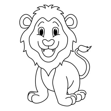 Cute lion cartoon illustration vector.