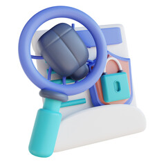 3D illustration search virus document security