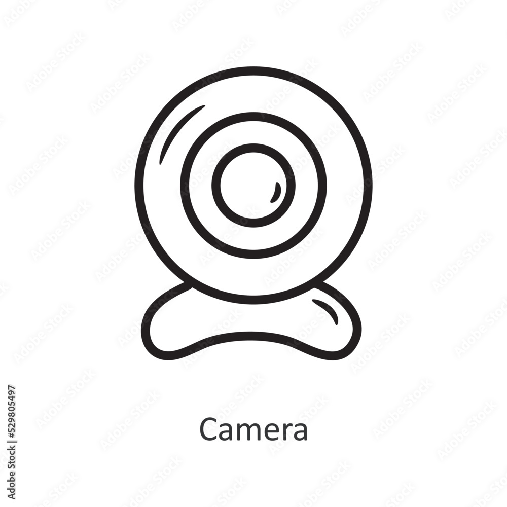 Poster camera vector outline icon design illustration. gaming symbol on white background eps 10 file
