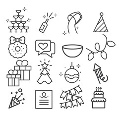 Fototapeta premium Celebration or party icon set isolated. Modern outline on white background