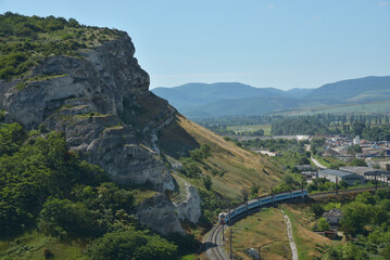 Panoramic view of the mountainside. tourist nature