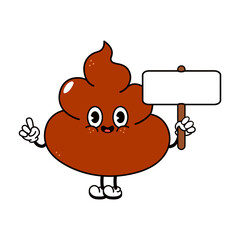 Cute funny poop with an inscription character. Vector hand drawn traditional cartoon vintage, retro, kawaii character illustration icon. Isolated on white background. Happy turd character
