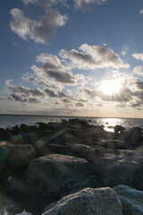 hot summer with a dry sea and sunny sky