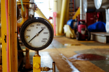Pressure gauge  in industrial plant, Oil and gas pressure gauge in factory for industry concept