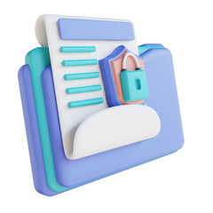 3D illustration locked folder document