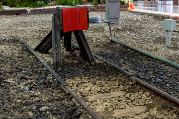 Train stopper or Train bumper installed on track for break. Train stopper for stop train running...