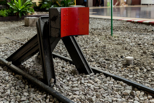 Train stopper or Train bumper installed on track for break. Train stopper for stop train running while parking at railway station at terminus or endways of Railway. 