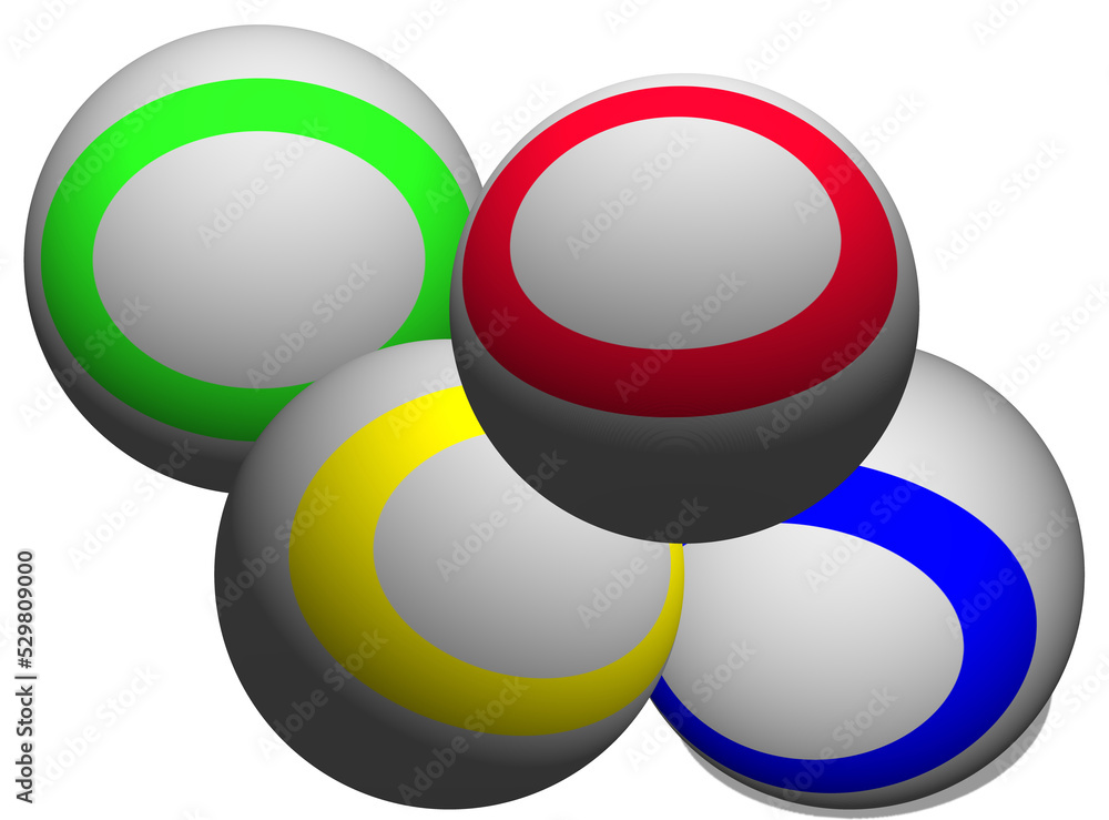 Poster 3d render of a render of a symbol made from many spheres