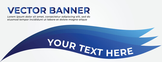 Abstract Blue Vector Banner with Wave Shapes and Wavy Text Effect Design