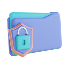 3D illustration security lock folder