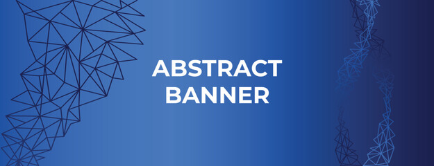 Blue Gradient Vector Banner with Abstract Geometric Triangle Polygon Template Design