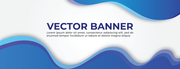 Blue Vector Banner with Waves Template Design