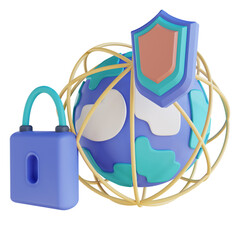 3D illustration global security
