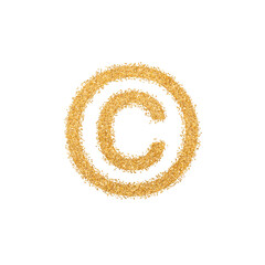 Copyright sign made with golden glitter