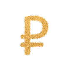 Ruble sign made with golden glitter