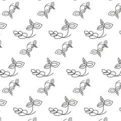 Hand-drawn leaves in black color.3d.