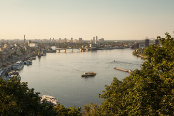 Obraz premium Sunset with a view of Kiev city