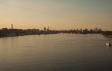 sunset over the Dnipro river in Kyiv