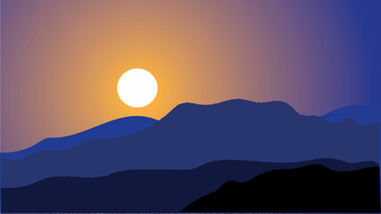sunset with mountain landscape for background wallpaper, sky gradient