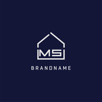 Initial letter MS roof real estate logo design ideas