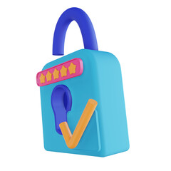 3D illustration password unlock check