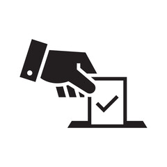 Hand voting ballot box icon, Election Vote concept, Silhouette design for web site, logo, app, UI, Vector illustration