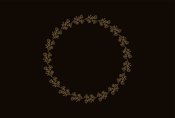 Circle frame floral flower logo design template in elegant and minimal style with gold color
