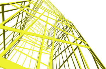 View of modern architecture 3d illustration