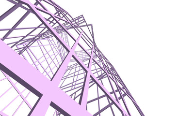 View of modern architecture 3d illustration