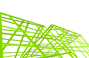 View of modern architecture 3d illustration