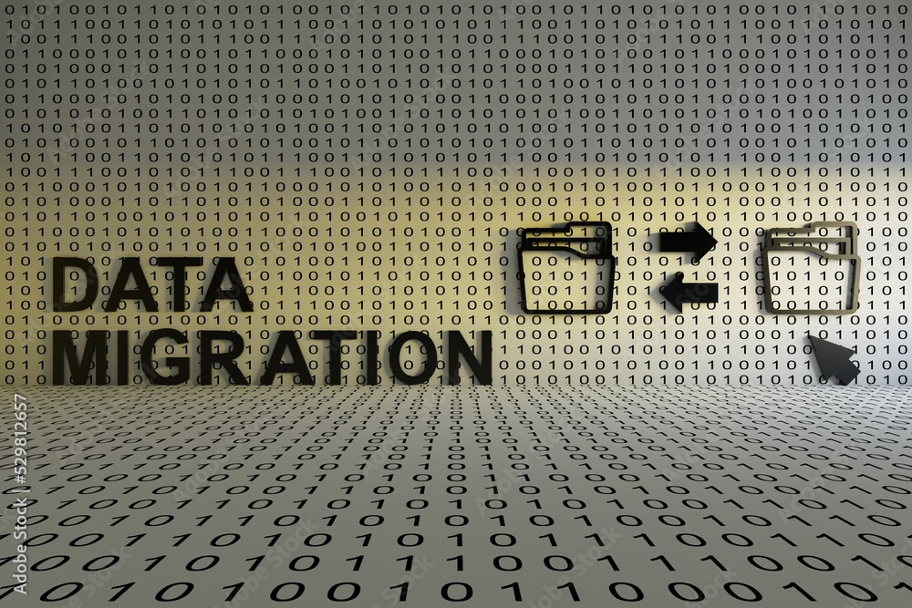 Wall mural DATA MIGRATION concept text sunlight 3D illustration