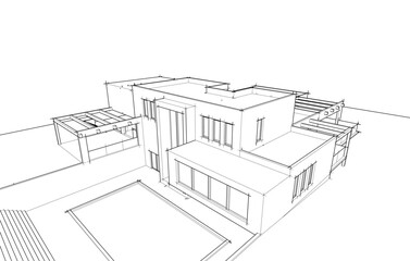 Abstract architecture vector 3d illustration