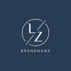 Initial letter LZ logo monogram with circle line style - obrazy, fototapety, plakaty