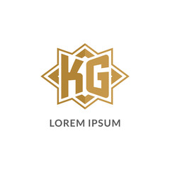 Initial letter KG logo monogram with eight point star style design ideas - obrazy, fototapety, plakaty