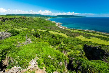 Beautiful view of Longpan Park and the Pacific Ocean in Kenting National Park, Pingtung County, Taiwan. © BINGJHEN
