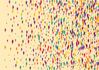 Red Foliage Vector Beige Background. Yellow Leaf Autumn Design. Flying Confetti Illustration. Colorful Confetti Card.