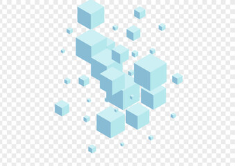 Grey Block Background Transparent Vector. Square Network Illustration. Blue Box Poster Design. Particles Texture. Gray Simple Polygon.