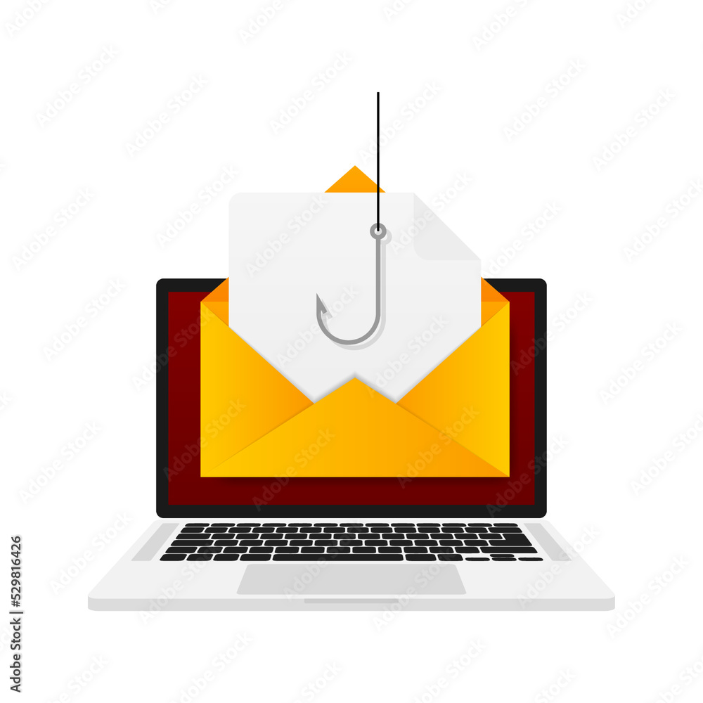 Aufkleber phishing scam, hacker attack. computer hack concept. cyber security concept. message icon